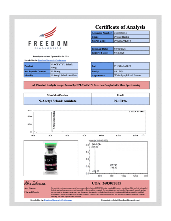 Selank (N-Acetyl  Amidate) 10mg